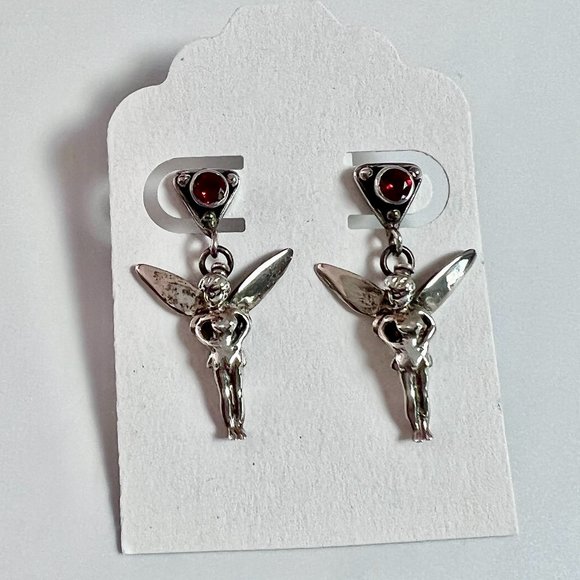 Disney 925 Sterling Silver Fairy Tinkerbell Earrings - Picture 1 of 1
